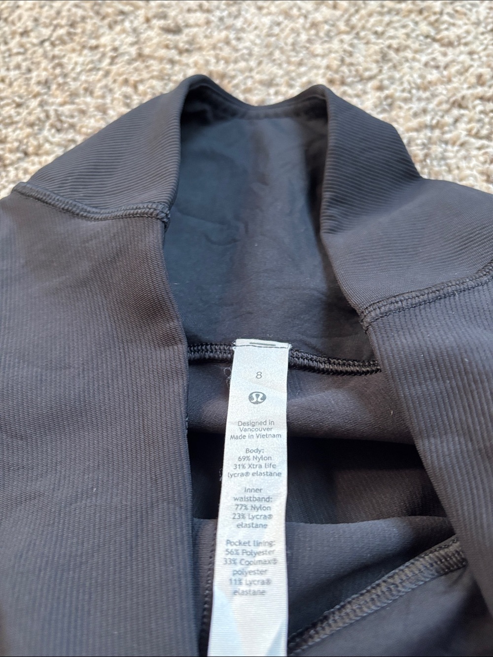 Lululemon Ribbed Contoured High Rise Crop *17" size 8 - Picture 3 of 6